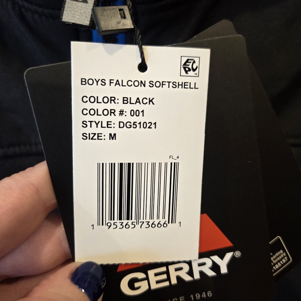 Gerry Boys Falcon Softshell Jacket - Black with Blue Trim - Size M (10/12) - Picture 5 of 9